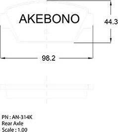 Akebono AN-314K - Bremžu uzliku kompl., Disku bremzes www.autospares.lv