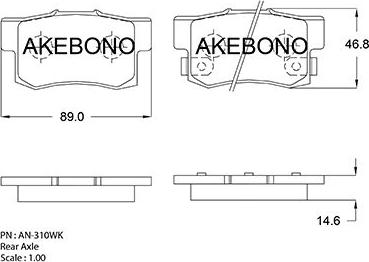 Akebono AN-310WK - Bremžu uzliku kompl., Disku bremzes autospares.lv