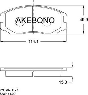 Akebono AN-317KE - Brake Pad Set, disc brake www.autospares.lv