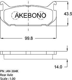 Akebono AN-384KE - Bremžu uzliku kompl., Disku bremzes www.autospares.lv