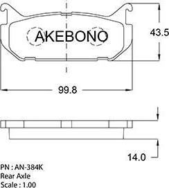 Akebono AN-384K - Bremžu uzliku kompl., Disku bremzes www.autospares.lv