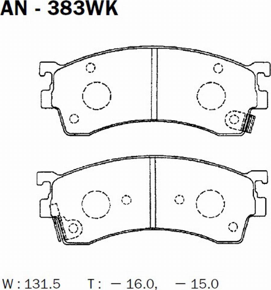 Akebono AN-383WK - Brake Pad Set, disc brake www.autospares.lv