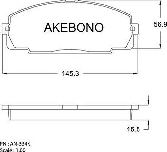 Akebono AN-334K - Bremžu uzliku kompl., Disku bremzes autospares.lv