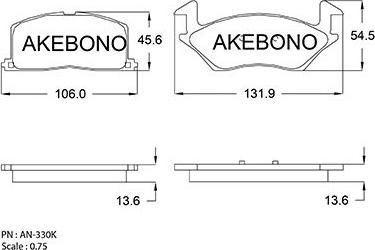 Akebono AN-330K - Brake Pad Set, disc brake www.autospares.lv