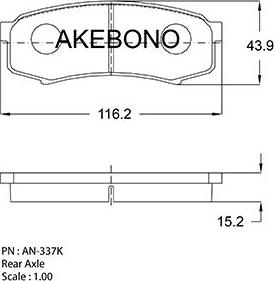 Akebono AN-337K - Bremžu uzliku kompl., Disku bremzes www.autospares.lv