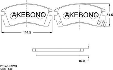 Akebono AN-325WKE - Brake Pad Set, disc brake www.autospares.lv