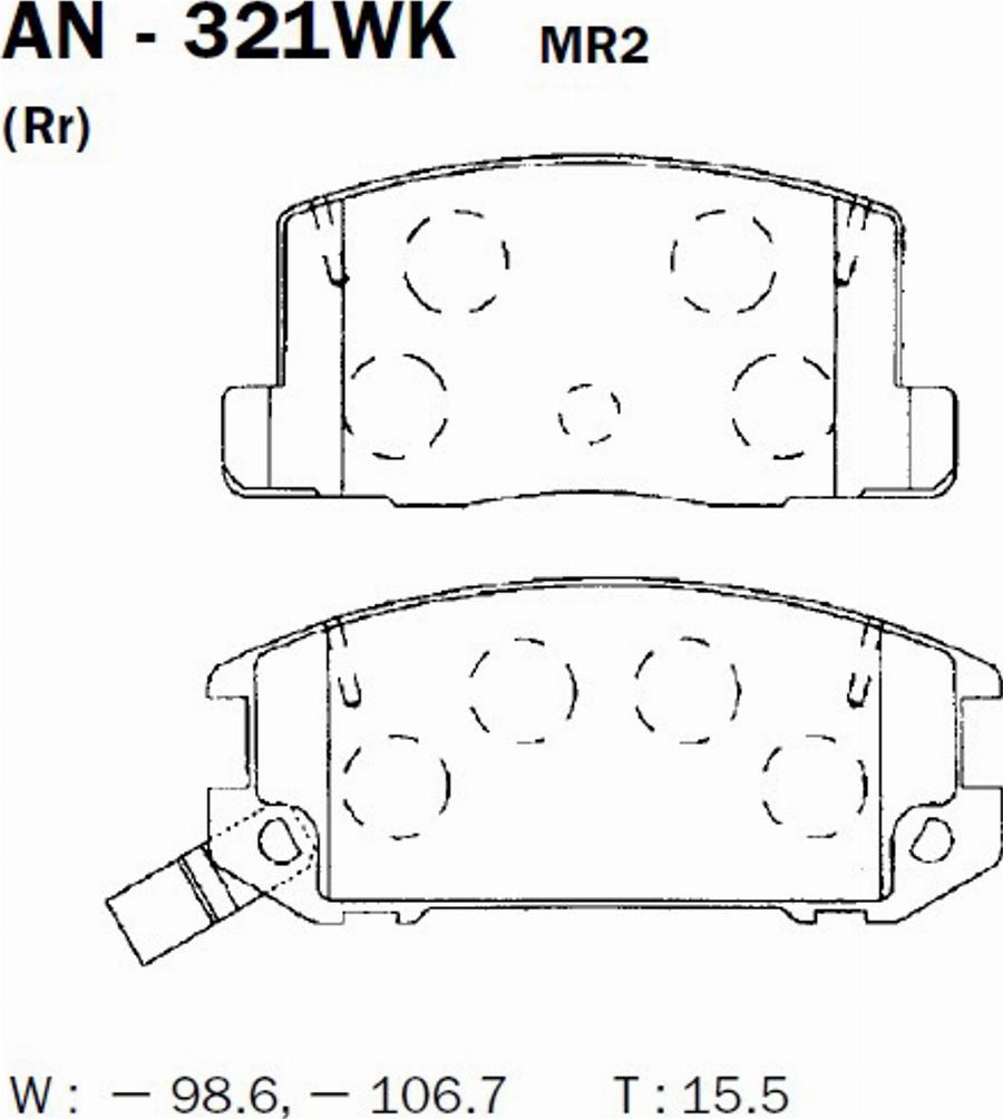 Akebono AN-321WK - Bremžu uzliku kompl., Disku bremzes www.autospares.lv