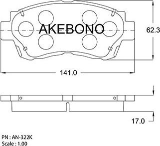 Akebono AN-322K - Тормозные колодки, дисковые, комплект www.autospares.lv