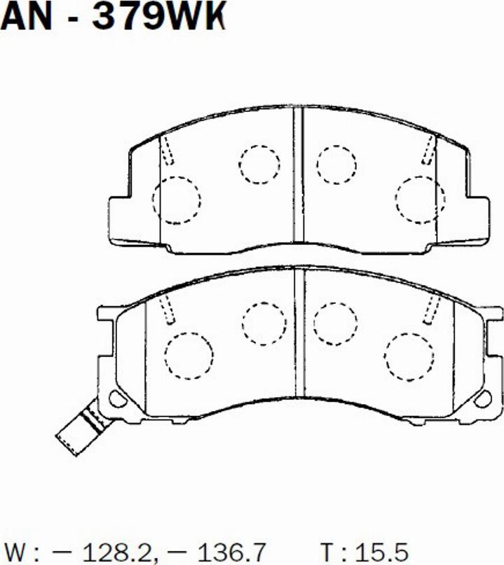 Akebono AN-379WK - Тормозные колодки, дисковые, комплект www.autospares.lv