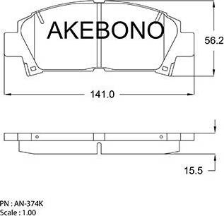 Akebono AN-374K - Тормозные колодки, дисковые, комплект www.autospares.lv