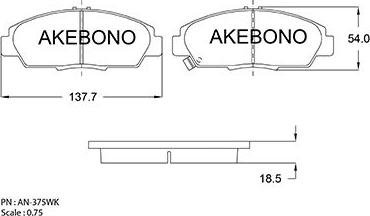 Akebono AN-375WKE - Тормозные колодки, дисковые, комплект www.autospares.lv