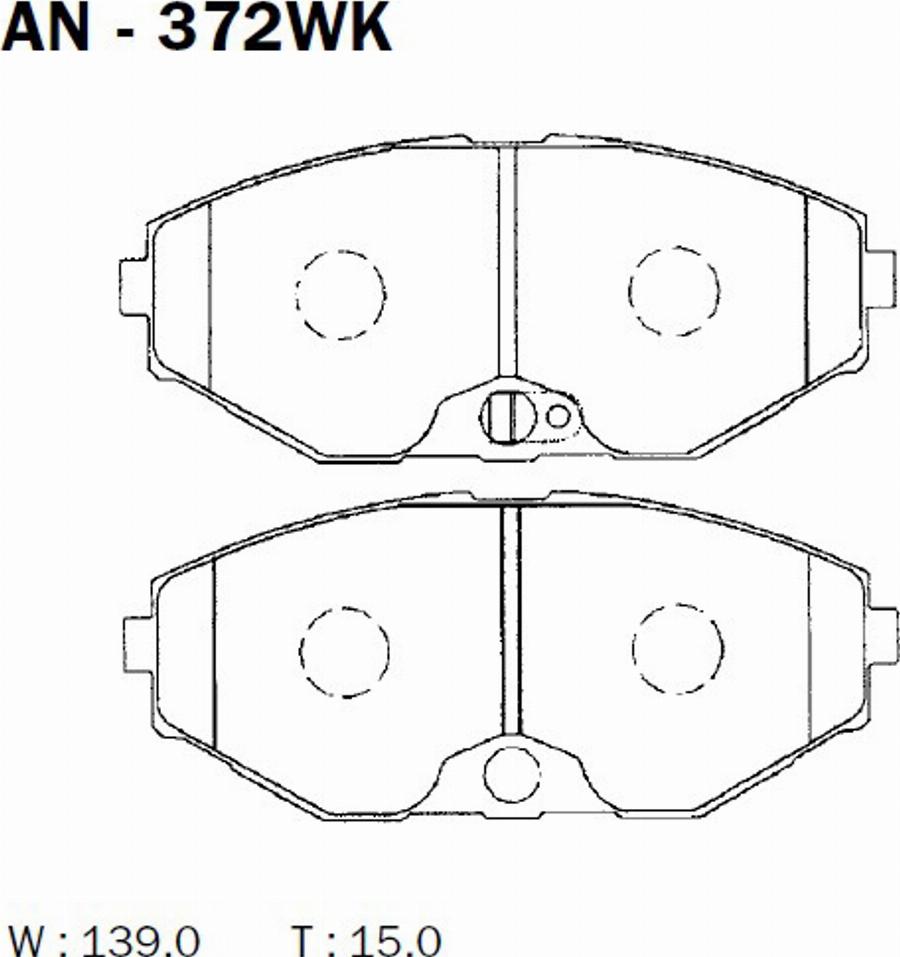 Akebono AN-372WK - Тормозные колодки, дисковые, комплект www.autospares.lv