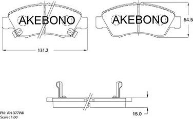 Akebono AN-377WK - Bremžu uzliku kompl., Disku bremzes autospares.lv