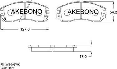 Akebono AN-295WK - Bremžu uzliku kompl., Disku bremzes www.autospares.lv