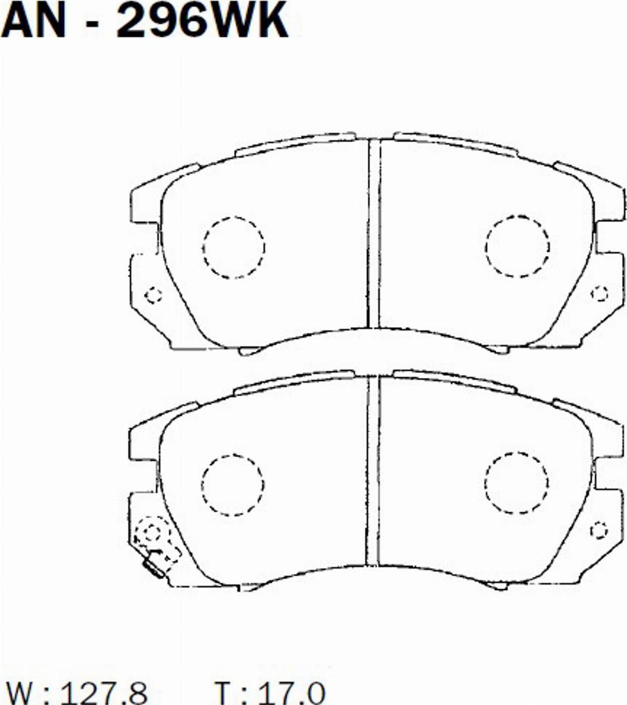 Akebono AN-296WK - Bremžu uzliku kompl., Disku bremzes www.autospares.lv