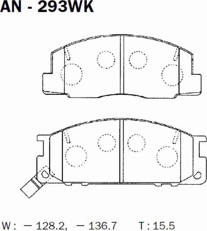 Akebono AN-293WK - Brake Pad Set, disc brake www.autospares.lv