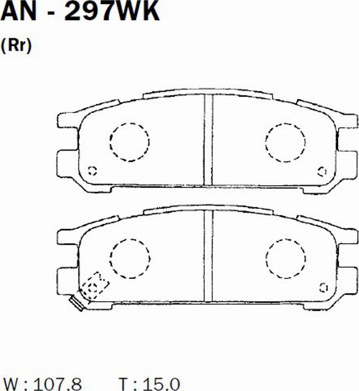 Akebono AN-297WK - Bremžu uzliku kompl., Disku bremzes www.autospares.lv