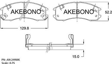 Akebono AN-249WKE - Bremžu uzliku kompl., Disku bremzes autospares.lv