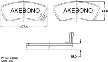 Akebono AN-245WKE - Bremžu uzliku kompl., Disku bremzes www.autospares.lv