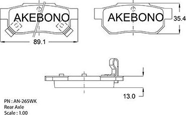 Akebono AN-265WKE - Bremžu uzliku kompl., Disku bremzes autospares.lv