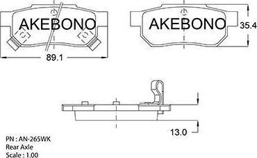 Akebono AN-265WK - Bremžu uzliku kompl., Disku bremzes autospares.lv