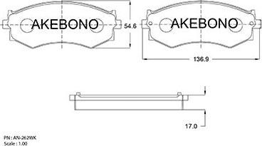 Akebono AN-262WKE - Bremžu uzliku kompl., Disku bremzes autospares.lv