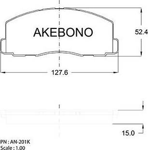 Akebono AN-201K - Bremžu uzliku kompl., Disku bremzes autospares.lv