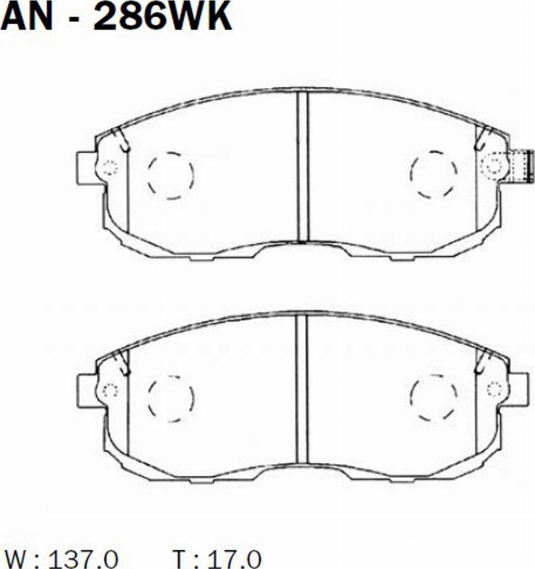 Akebono AN-286WK - Bremžu uzliku kompl., Disku bremzes www.autospares.lv