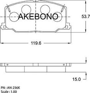 Akebono AN-236K - Brake Pad Set, disc brake www.autospares.lv