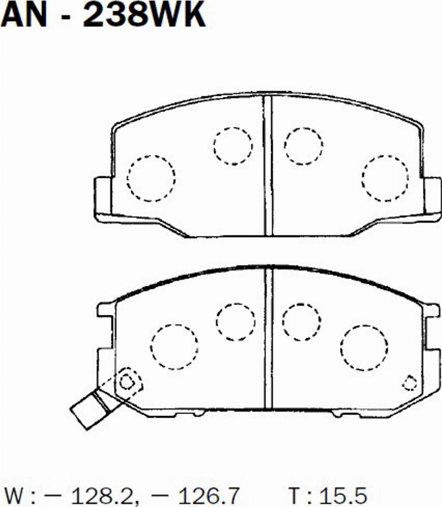 Akebono AN-238WK - Brake Pad Set, disc brake www.autospares.lv