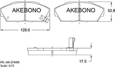 Akebono AN-274WKE - Bremžu uzliku kompl., Disku bremzes autospares.lv