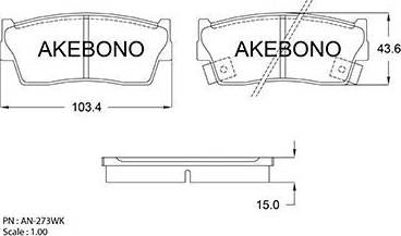 Akebono AN-273WK - Brake Pad Set, disc brake www.autospares.lv