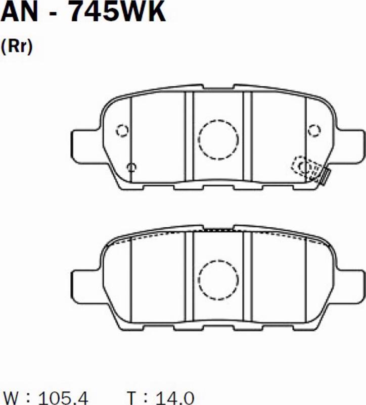 Akebono AN-745WK - Bremžu uzliku kompl., Disku bremzes www.autospares.lv