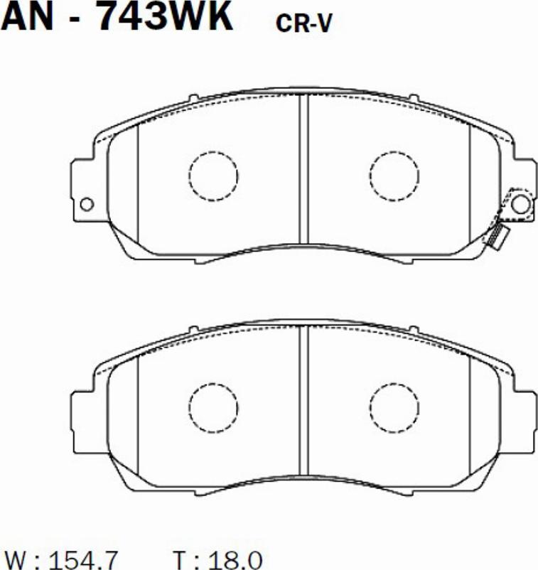 Akebono AN-743WK - Тормозные колодки, дисковые, комплект www.autospares.lv