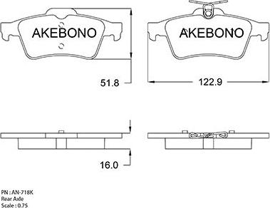 Akebono AN-718K - Тормозные колодки, дисковые, комплект www.autospares.lv