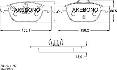 Akebono AN-717K - Bremžu uzliku kompl., Disku bremzes www.autospares.lv