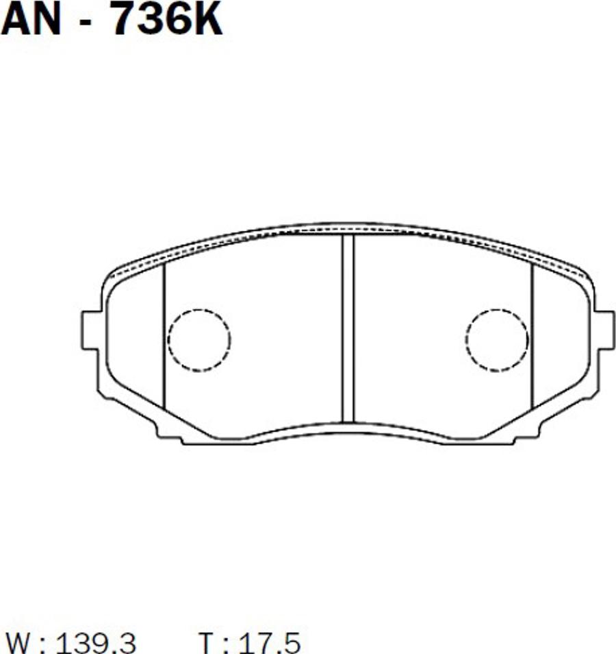 Akebono AN-736K - Тормозные колодки, дисковые, комплект www.autospares.lv