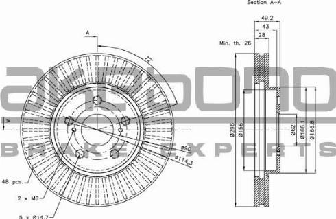 Akebono BN-0990 - Bremžu diski autospares.lv