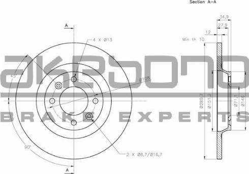 Akebono BN-0991 - Bremžu diski autospares.lv