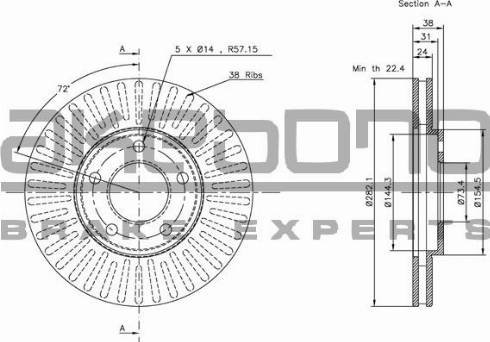 Akebono BN-0930 - Bremžu diski autospares.lv