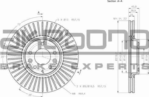 Akebono BN-0975 - Bremžu diski autospares.lv