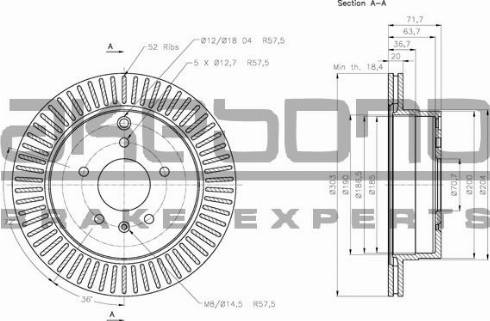 Akebono BN-0461E - Bremžu diski www.autospares.lv