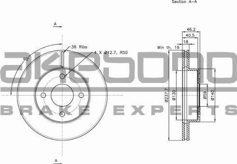 Akebono BN-0561 - Bremžu diski autospares.lv