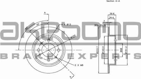 Akebono BN-0584E - Bremžu diski autospares.lv