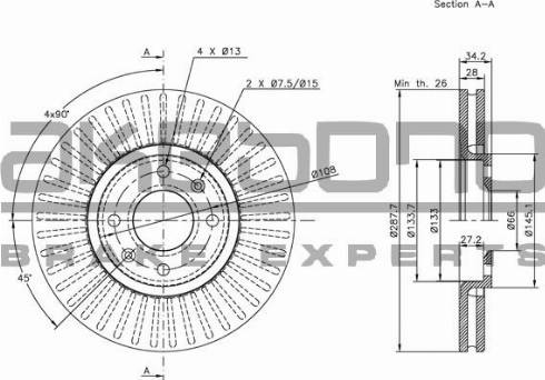 Akebono BN-0655 - Тормозной диск www.autospares.lv