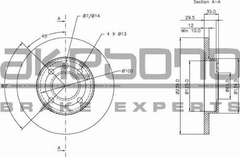 Akebono BN-0044 - Тормозной диск www.autospares.lv