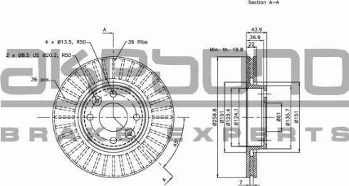 Akebono BN-0048 - Bremžu diski www.autospares.lv