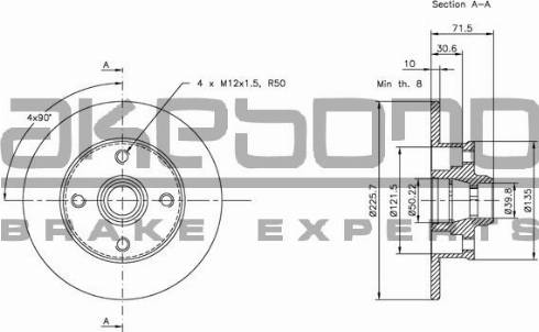 Akebono BN-0059 - Bremžu diski autospares.lv