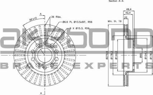 Akebono BN-0006 - Тормозной диск www.autospares.lv