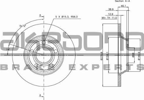 Akebono BN-0087 - Bremžu diski www.autospares.lv